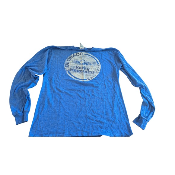 Colorado Rocky Mountains Long Sleeve T-Shirt Blue Adult M Delta Pro Weight - Picture 1 of 5
